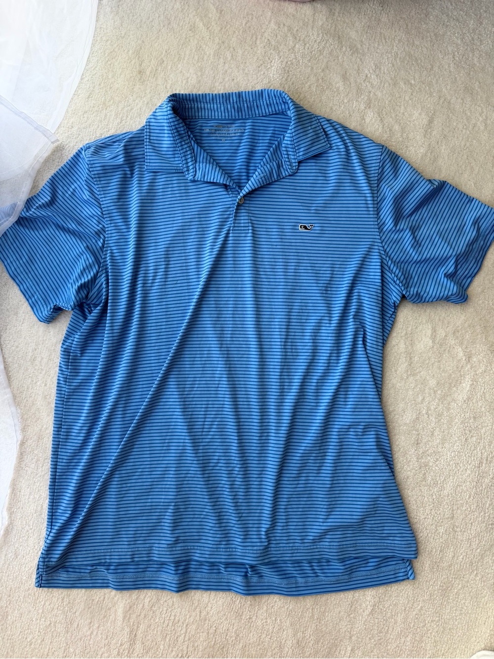Vineyard Vines Light Blue Stripe Performance On the Go Sankaty Polo